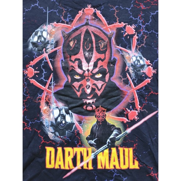 Vintage NOS NWT Star Wars Episode 1 electric Darth Maul Full front Print Shirt,L - Picture 3 of 8